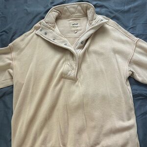 Aerie Men's Tan Zip-Up Sweater